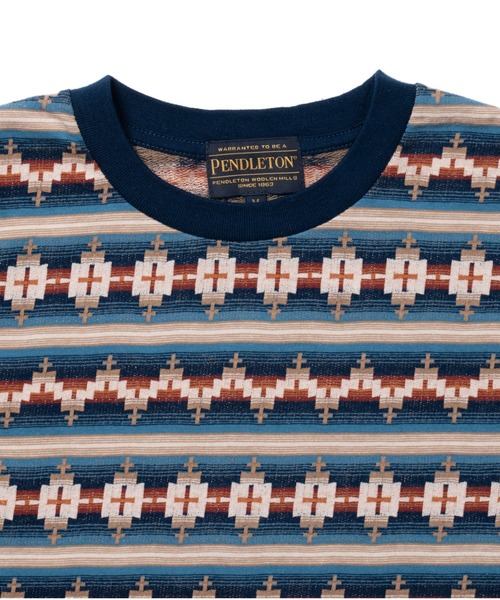 PENDLETON(ペンドルトン)の「ジャガードボーダー ロングスリーブTシャツ(Tシャツ/カットソー・メンズ・グレー系その他/ネイビー/ベージュ・SMALL/MEDIUM/LARGE/X-LARGE)」の4枚目の写真