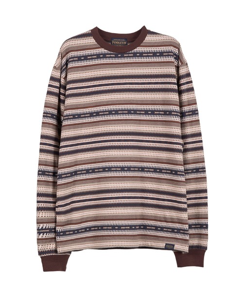 PENDLETON(ペンドルトン)の「ジャガードボーダー ロングスリーブTシャツ(Tシャツ/カットソー・メンズ・グレー系その他/ネイビー/ベージュ・SMALL/MEDIUM/LARGE/X-LARGE)」の17枚目の写真