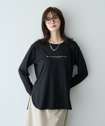 ラウンドヘム長袖ロゴTee