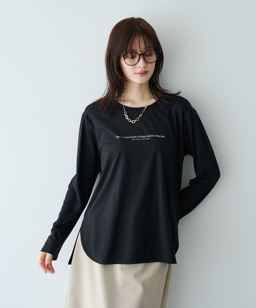 YECCA VECCA（イェッカヴェッカ）の「ラウンドヘム長袖ロゴTee（Tシャツ/カットソー・レディース・ブラック/オフホワイト・FREE）」の18枚目の写真