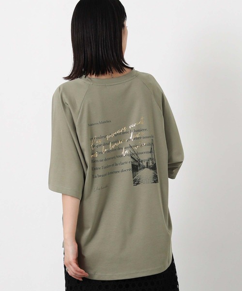 Gready Brilliant(グレディブリリアン)の「バックフォトラグラン7分袖(Tシャツ/カットソー・レディース・カーキ/オフホワイト・FREE)」の10枚目の写真