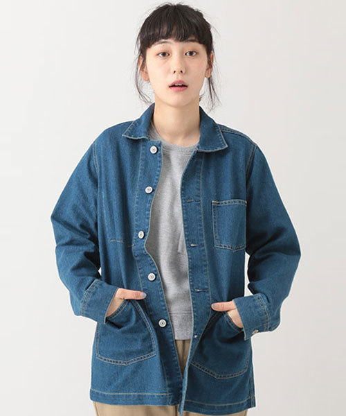 E hyphen world gallery(イーハイフンワールドギャラリー)の「デニムカバーオール(デニムジャケット・レディース・インディゴブルー/ライトインディゴブルー・FREE)」の2枚目の写真