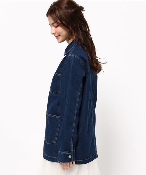 E hyphen world gallery(イーハイフンワールドギャラリー)の「デニムカバーオール(デニムジャケット・レディース・インディゴブルー/ライトインディゴブルー・FREE)」の4枚目の写真