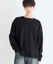 ワッフルヘンリーネック&クルーネック長袖カットソー