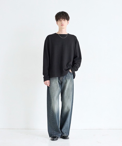 ASTRONOMY（アストロノミー）の「ワッフルヘンリーネック＆クルーネック長袖カットソー（Tシャツ/カットソー・メンズ・ブラック系2/グレー系1/ブラック系1/グレー系2・L/S/M/XL）」の8枚目の写真
