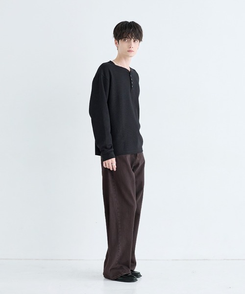 ASTRONOMY（アストロノミー）の「ワッフルヘンリーネック＆クルーネック長袖カットソー（Tシャツ/カットソー・メンズ・ブラック系2/グレー系1/ブラック系1/グレー系2・L/S/M/XL）」の15枚目の写真