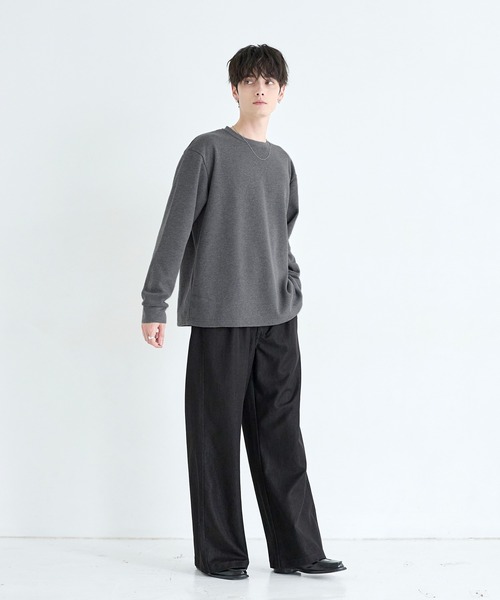 ASTRONOMY（アストロノミー）の「ワッフルヘンリーネック＆クルーネック長袖カットソー（Tシャツ/カットソー・メンズ・ブラック系2/グレー系1/ブラック系1/グレー系2・L/S/M/XL）」の22枚目の写真