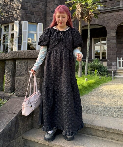 w closet（ダブルクローゼット）の「Am ジャガードリボンボレロ（シャツ/ブラウス・レディース・イエロー/ブラック/ピンク・FREE）」の6枚目の写真