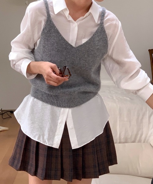 mineng(マイング)の「【ウール×アンゴラ/レイヤード】グリアンゴラニットビスチェ(その他トップス・レディース・グレー/アイボリー/ブラック・FREE)」の16枚目の写真