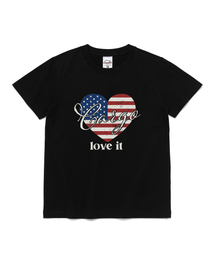 カーゴハートフラッググラフィックウィメンズ半袖Tシャツ(ブラック)