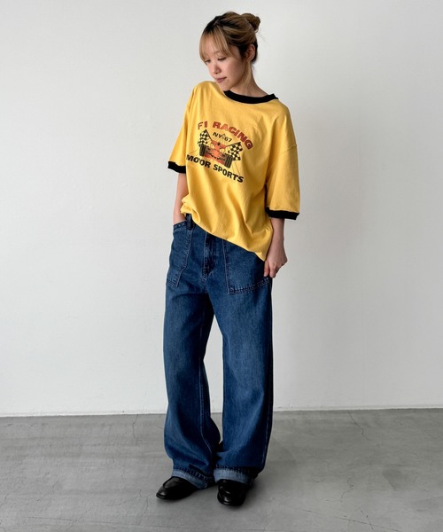 CANAL JEAN(キャナルジーン)の「Lakey Park F1リンガーTシャツ(Tシャツ/カットソー・レディース・グレー/イエロー・ONE SIZE)」の6枚目の写真