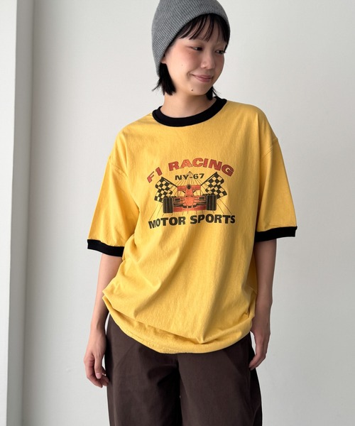 CANAL JEAN(キャナルジーン)の「Lakey Park F1リンガーTシャツ(Tシャツ/カットソー・レディース・グレー/イエロー・ONE SIZE)」の7枚目の写真