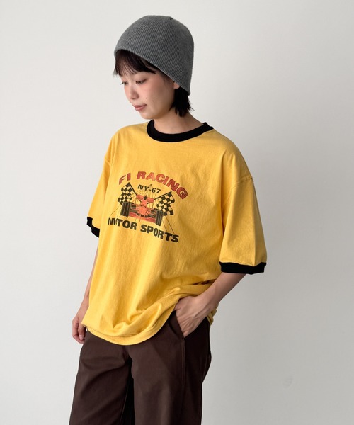 CANAL JEAN(キャナルジーン)の「Lakey Park F1リンガーTシャツ(Tシャツ/カットソー・レディース・グレー/イエロー・ONE SIZE)」の8枚目の写真