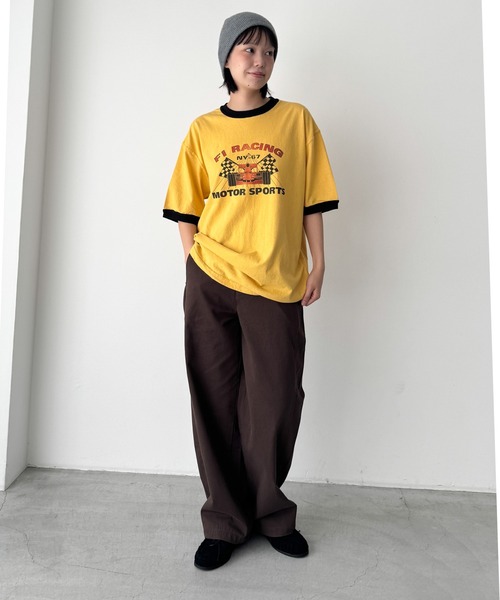 CANAL JEAN(キャナルジーン)の「Lakey Park F1リンガーTシャツ(Tシャツ/カットソー・レディース・グレー/イエロー・ONE SIZE)」の10枚目の写真