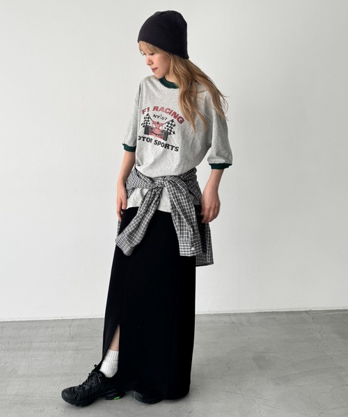 CANAL JEAN(キャナルジーン)の「Lakey Park F1リンガーTシャツ(Tシャツ/カットソー・レディース・グレー/イエロー・ONE SIZE)」の11枚目の写真