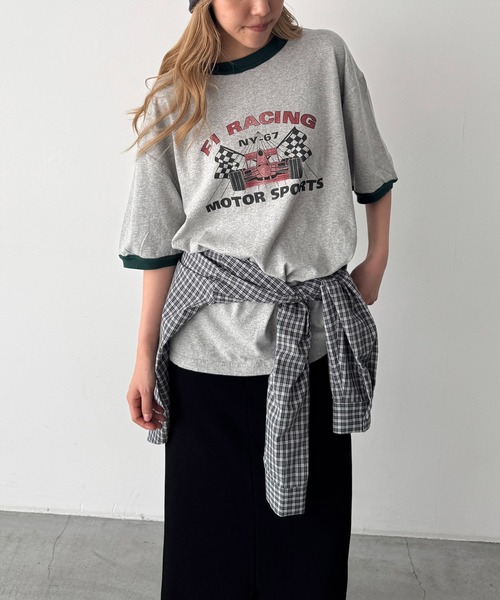 CANAL JEAN(キャナルジーン)の「Lakey Park F1リンガーTシャツ(Tシャツ/カットソー・レディース・グレー/イエロー・ONE SIZE)」の12枚目の写真