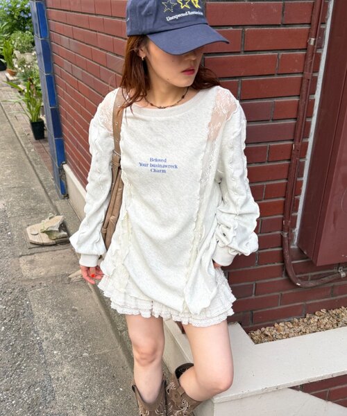 w closet(ダブルクローゼット)の「レースメロウスウェット(スウェット・レディース・グレー/イエロー/アイボリー/ネイビー・FREE)」の17枚目の写真