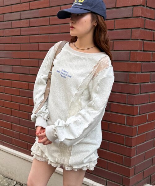 w closet(ダブルクローゼット)の「レースメロウスウェット(スウェット・レディース・グレー/イエロー/アイボリー/ネイビー・FREE)」の18枚目の写真