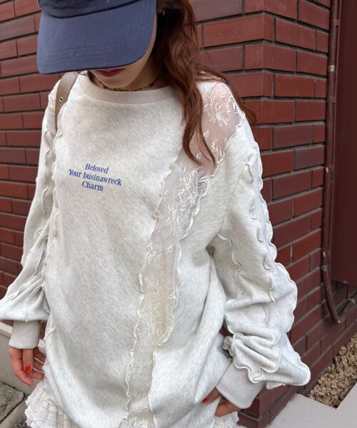 w closet(ダブルクローゼット)の「レースメロウスウェット(スウェット・レディース・グレー/イエロー/アイボリー/ネイビー・FREE)」の20枚目の写真