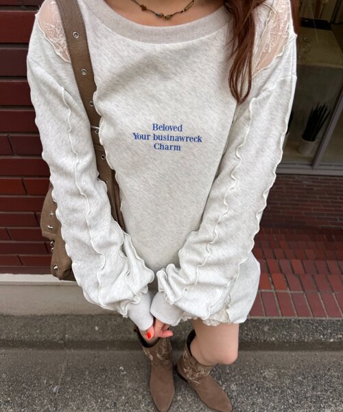 w closet(ダブルクローゼット)の「レースメロウスウェット(スウェット・レディース・グレー/イエロー/アイボリー/ネイビー・FREE)」の21枚目の写真