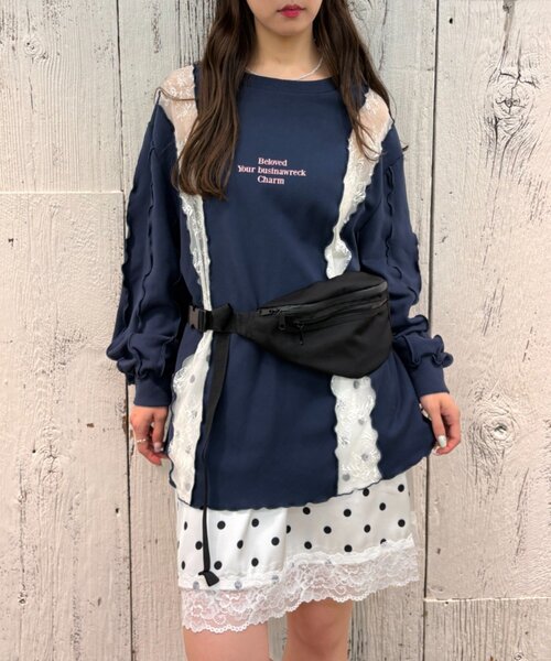 w closet(ダブルクローゼット)の「レースメロウスウェット(スウェット・レディース・グレー/イエロー/アイボリー/ネイビー・FREE)」の7枚目の写真