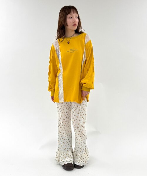 w closet(ダブルクローゼット)の「レースメロウスウェット(スウェット・レディース・グレー/イエロー/アイボリー/ネイビー・FREE)」の14枚目の写真