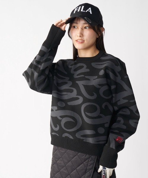 FILA GOLF（フィラゴルフ ）の「クルーネックセーター（ニット/セーター・レディース・ブラック/グレー・MEDIUM/X-LARGE/LARGE）」の3枚目の写真