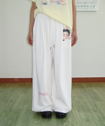 BETTY BOOP LETTERING SWEAT JOGGER PANTS WHITE