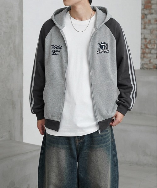JOHNNY WOLF（ジョニーウルフ）の「FELSI オーバーサイズ サイドライン パーカー（パーカー・メンズ・グレー/ブラック系その他・L/XL/M）」の15枚目の写真