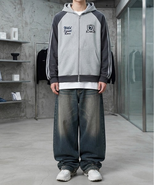 JOHNNY WOLF（ジョニーウルフ）の「FELSI オーバーサイズ サイドライン パーカー（パーカー・メンズ・グレー/ブラック系その他・L/XL/M）」の18枚目の写真