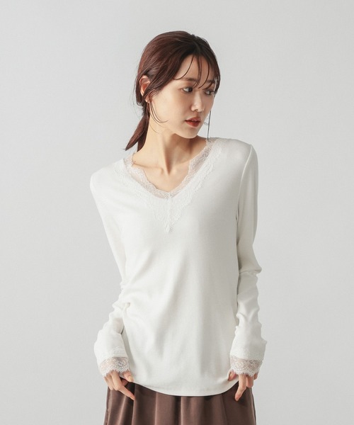GLOBAL WORK（グローバルワーク）の「BeauteeレースVネックプルオーバー/ 1054105（Tシャツ/カットソー・レディース・ブラック/アイボリー・SMALL/MEDIUM/LARGE）」の10枚目の写真