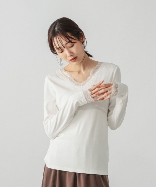 GLOBAL WORK（グローバルワーク）の「BeauteeレースVネックプルオーバー/ 1054105（Tシャツ/カットソー・レディース・ブラック/アイボリー・SMALL/MEDIUM/LARGE）」の11枚目の写真