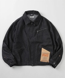 【72】【セットアップ可能】ワンウォッシュデニムジップブルゾン/ワイドシルエット/ワンウォッシュ/ヴィンテージライク/ライトアウター/短丈/ユニセックス/レディース/メンズ
