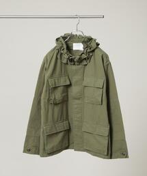 crinkle crinkle crinkle/frill collar military jacket