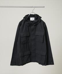 crinkle crinkle crinkle/frill collar military jacket