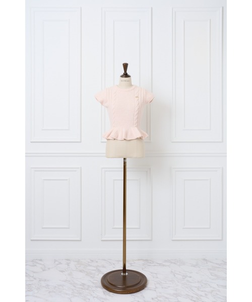 MISTREASS（ミストレアス）の「Wool Cable Peplum Knit（ニット/セーター・レディース・ピンク/ホワイト・FREE）」の3枚目の写真