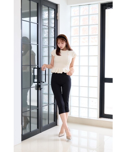 MISTREASS（ミストレアス）の「Wool Cable Peplum Knit（ニット/セーター・レディース・ピンク/ホワイト・FREE）」の4枚目の写真