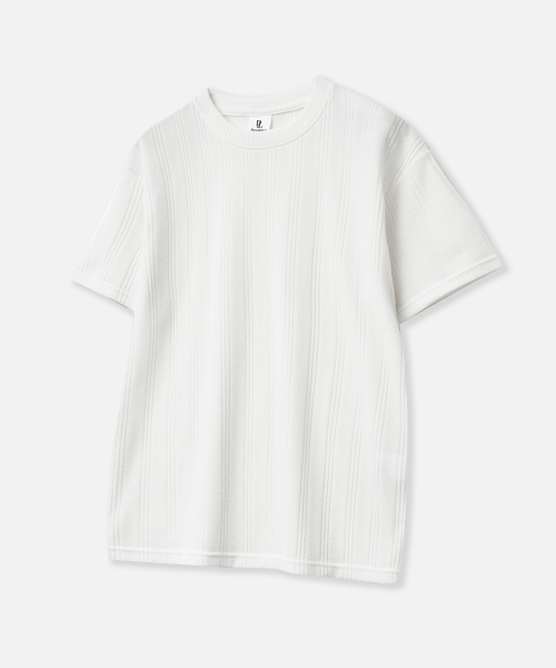DEVELOVE(デヴローブ)の「リブラウンド半袖Tシャツ_アイボリー(Tシャツ/カットソー・メンズ・アイボリー・LARGE/X-LARGE/XX-LARGE/MEDIUM)」の2枚目の写真