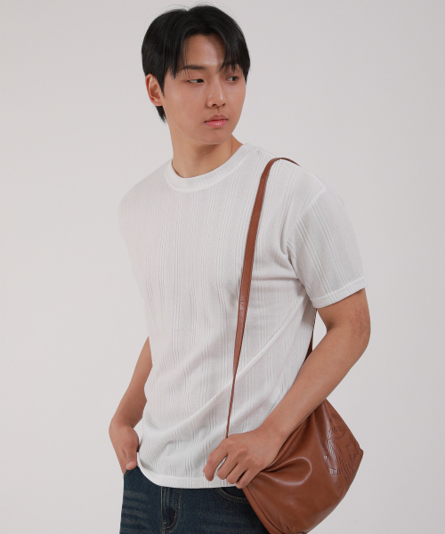 DEVELOVE(デヴローブ)の「リブラウンド半袖Tシャツ_アイボリー(Tシャツ/カットソー・メンズ・アイボリー・LARGE/X-LARGE/XX-LARGE/MEDIUM)」の3枚目の写真