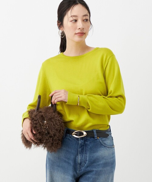 NOLLEY’S(ノーリーズ)の「《アンサンブル対応》《手洗い可能》天竺袖スリットクループルオーバー(ニット/セーター・レディース・マスタード/ピンク/オフホワイト/ブラック・38)」の3枚目の写真