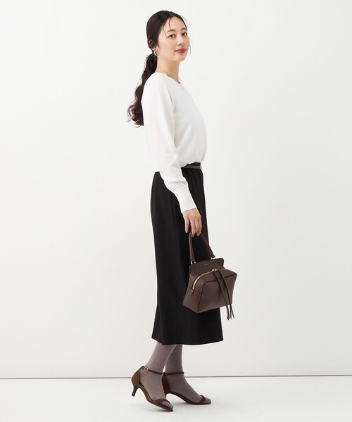 NOLLEY’S(ノーリーズ)の「《アンサンブル対応》《手洗い可能》天竺袖スリットクループルオーバー(ニット/セーター・レディース・マスタード/ピンク/オフホワイト/ブラック・38)」の7枚目の写真