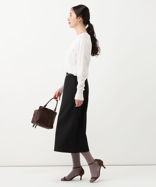 NOLLEY’S(ノーリーズ)の「《アンサンブル対応》《手洗い可能》天竺袖スリットクループルオーバー(ニット/セーター・レディース・マスタード/ピンク/オフホワイト/ブラック・38)」の9枚目の写真
