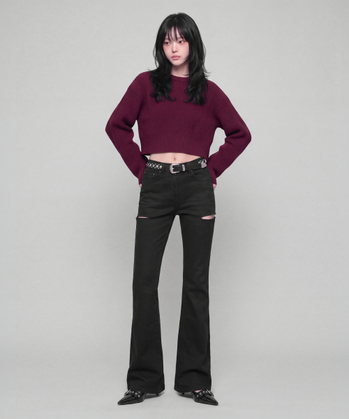 Verdnt(バーダント)の「ダメージ加工フレアデニムパンツ(ブラック)(デニムパンツ・レディース・その他・SMALL/MEDIUM)」の3枚目の写真