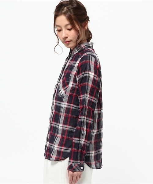 cepo(セポ)の「綿麻チェクシャツ(シャツ/ブラウス・レディース・グリーン/イエロー/ネイビー・LARGE/MEDIUM)」の5枚目の写真