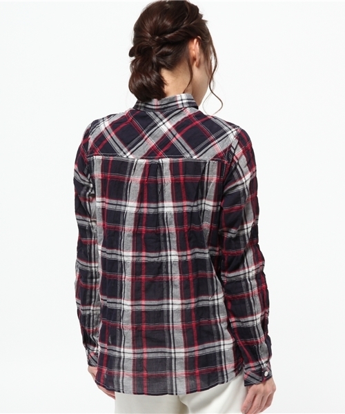 cepo(セポ)の「綿麻チェクシャツ(シャツ/ブラウス・レディース・グリーン/イエロー/ネイビー・LARGE/MEDIUM)」の6枚目の写真