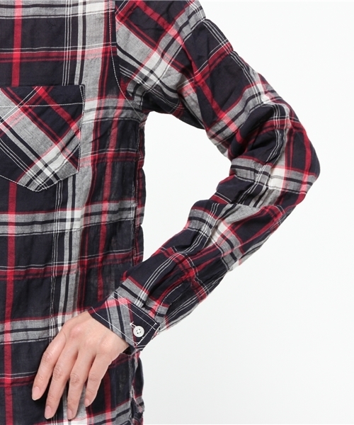 cepo(セポ)の「綿麻チェクシャツ(シャツ/ブラウス・レディース・グリーン/イエロー/ネイビー・LARGE/MEDIUM)」の8枚目の写真