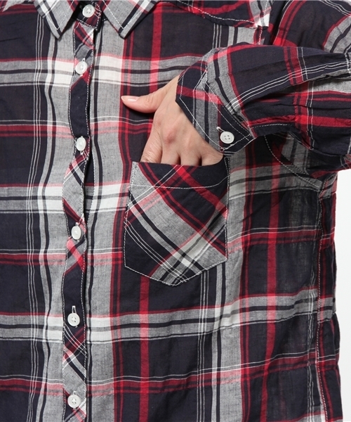 cepo(セポ)の「綿麻チェクシャツ(シャツ/ブラウス・レディース・グリーン/イエロー/ネイビー・LARGE/MEDIUM)」の9枚目の写真