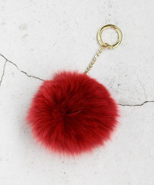 BEAUTY&YOUTH UNITED ARROWS（ビューティーアンドユースユナイテッドアローズ）の「BY∴ フォックスファーポンポンキーチャーム ◆（キーホルダー・レディース・グレー/ベージュ/ネイビー/ピンク/ケリー/ワインレッド・FREE）」の12枚目の写真