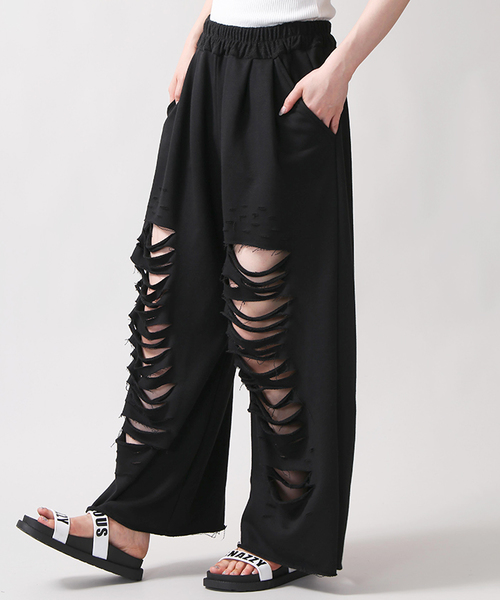 WEGO（ウィゴー）の「WEGO/ヘビークラッシュスウェットワイドパンツ（その他パンツ・レディース・杢グレー/サックスブルー/ライトピンク/ブラック・FREE）」の2枚目の写真