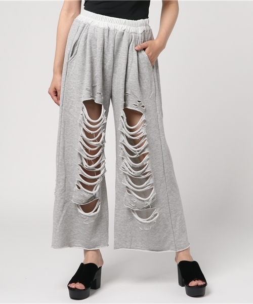 WEGO(ウィゴー)の「WEGO/ヘビークラッシュスウェットワイドパンツ(その他パンツ・レディース・杢グレー/サックスブルー/ライトピンク/ブラック・FREE)」の19枚目の写真